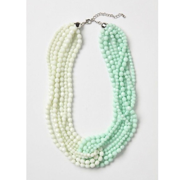 Anthropologie Jewelry - Anthropologie bead braided mint & cream necklace